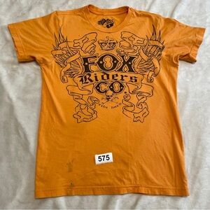 Fox Riders Co. Orange Graphic Tee with Black Print